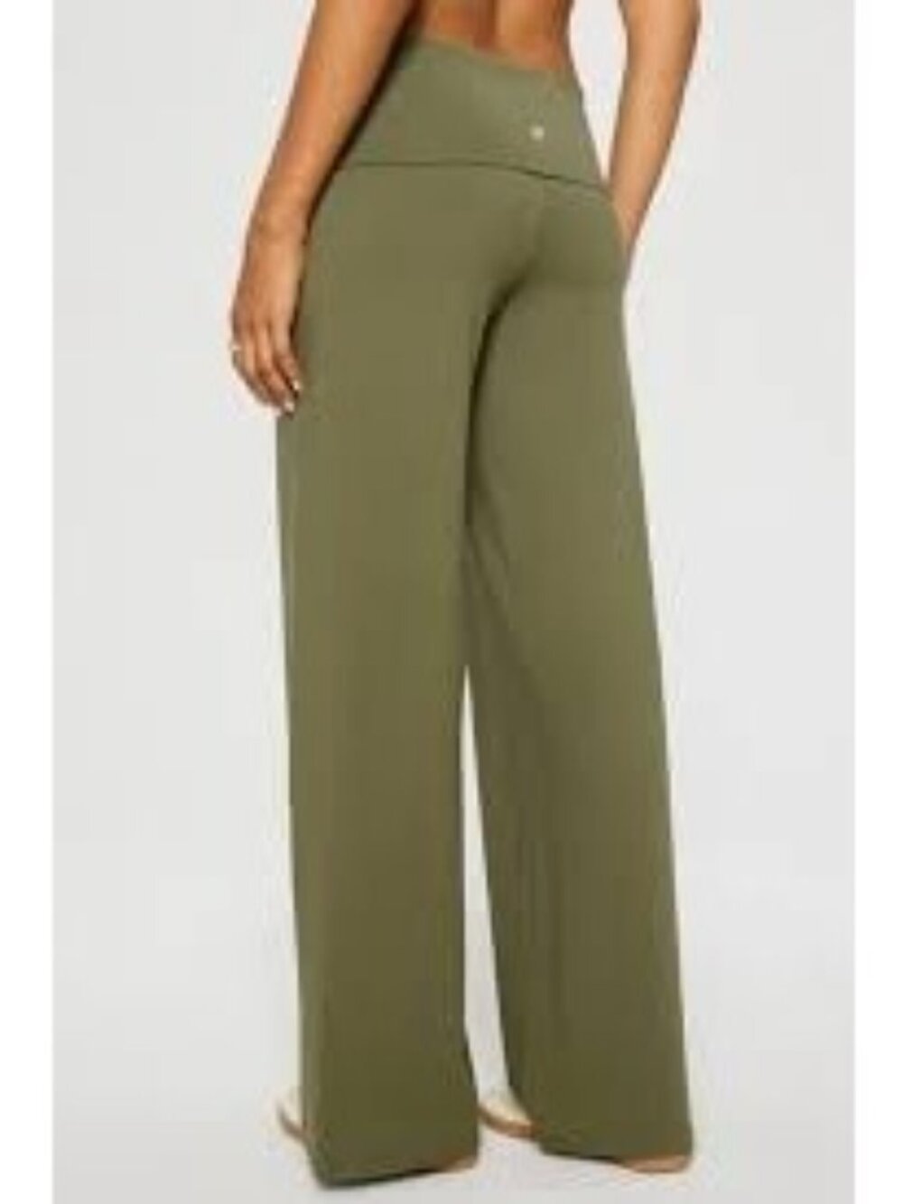 Fabletics PureLuxe Foldover Pants Army Green Size XL Yoga Active Athletic Lounge